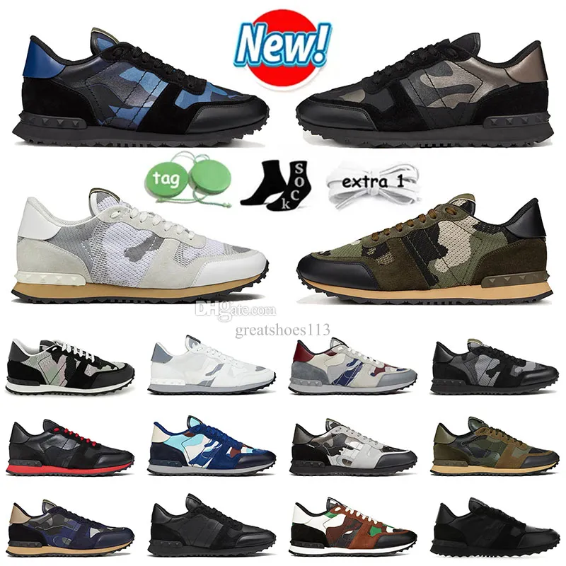 2024 Top Designer Platform Low Disual Shoes Mens Camouflage Rockrunner Camo Green Blue Black Dens Dhgate Skate Outdoor Women Trainers Sixury Size 38-46