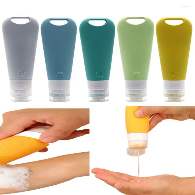 Garrafas de armazenamento 2 pcs garrafa de viagem de silicone loção essência shampoo chuveiro gel espremer recarregável recipiente portátil kit de distribuição