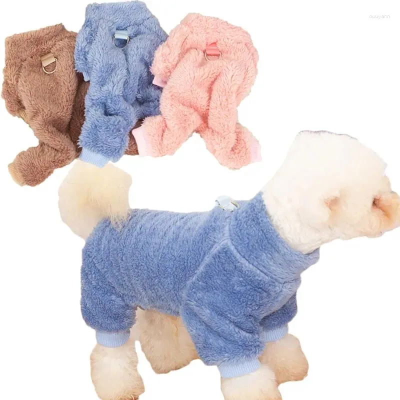 Hundebekleidung Warmer Fleece-Pyjama für Hunde und Katzen Langarm-Haustierkleidung Welpen-Overall Dackel-Overall Onesie L Winter