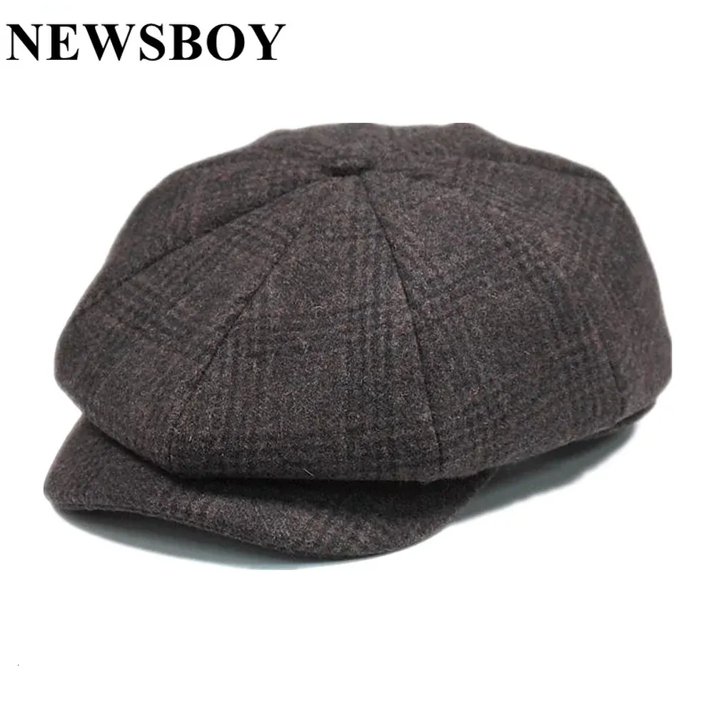SBOY шерстяная мужская шляпа твидовая клетчатая кепка sboy кепка в британском стиле Гэтсби плоская кепка шерстяная восьмиугольная шляпа осень-зима мужской берет 240126