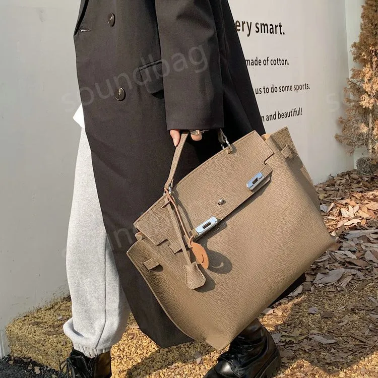 Bolsa de couro genuíno com camada de cabeça, bolsa de platina para mulheres, bolsa de viagem de alta capacidade, bolsa, bolsa feminina de um ombro