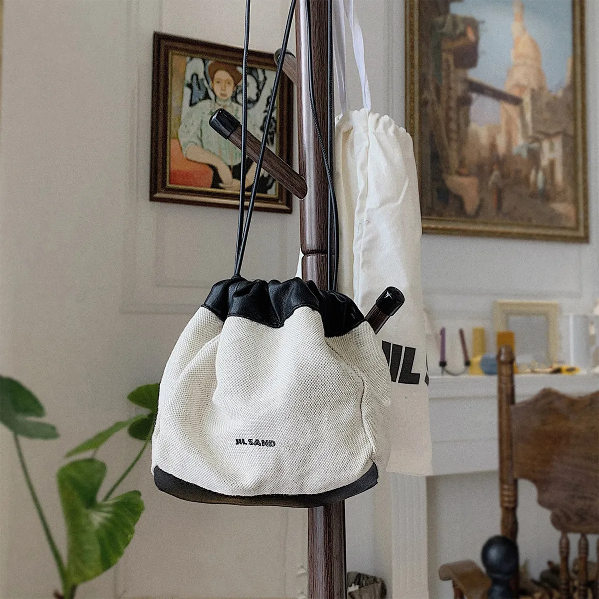 Sac à boulettes en toile, sacs seau de Niche, sacs à main rétro à bandoulière avec cordon de serrage