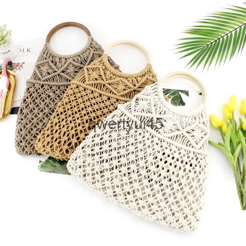 Shoulder Bags New type of coon rope ollow net pocket andbag straw kniing bag small fres lady beac witout liningH2421