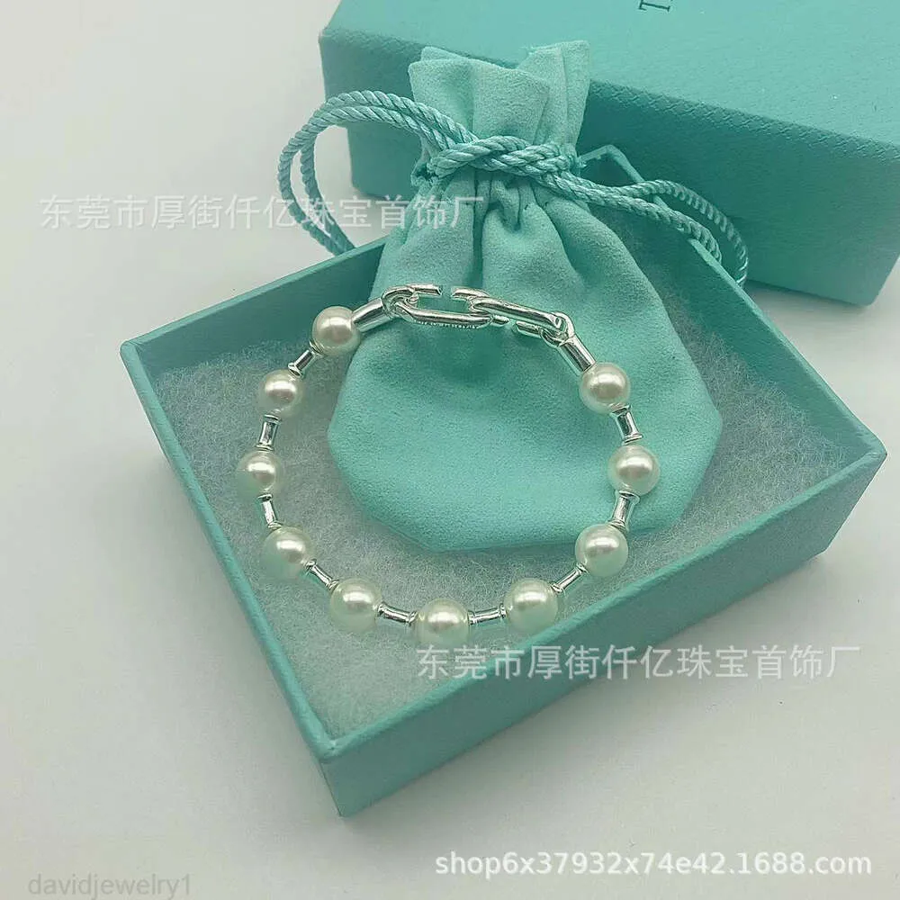 Tiffanyjewelry -keten voor designer voor Dames Tiffanybracelet sieraden S925 Sterling Silver Pearl Bracelet Hard Slijtage Makband Fashion Simple Dames Bracelet