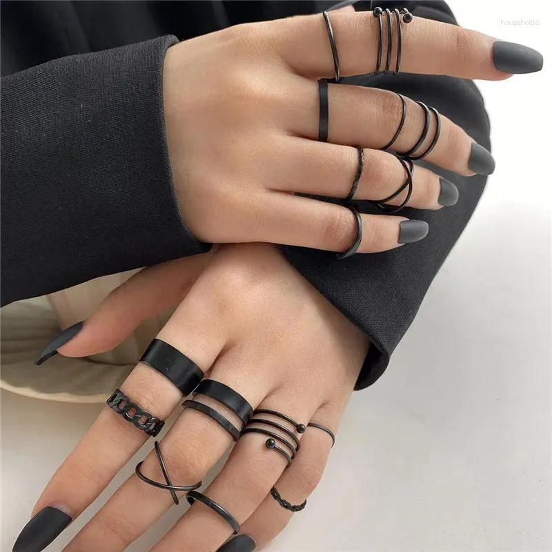 Klusterringar 16 st/set vintage gotisk metalluppsättning för kvinnor flickor geometriska retro multi knuckle fog finger ring mode smycken gåvor