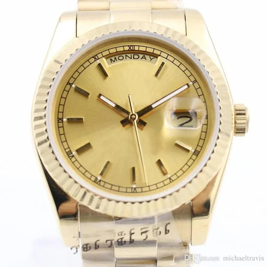 Nieuwe 2019 heren horloges mode horloges Automatische horloges Mans mechinal horloge 36mm maat Saffierglas 18K goud heren watch274I