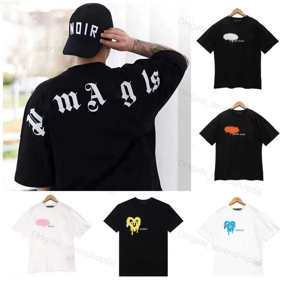 7evi kyeb mass camisetas de verão Palms angels camisa Graffiti Palmangel City Designer Limited Jet Letter Printing Womens Tops Z2