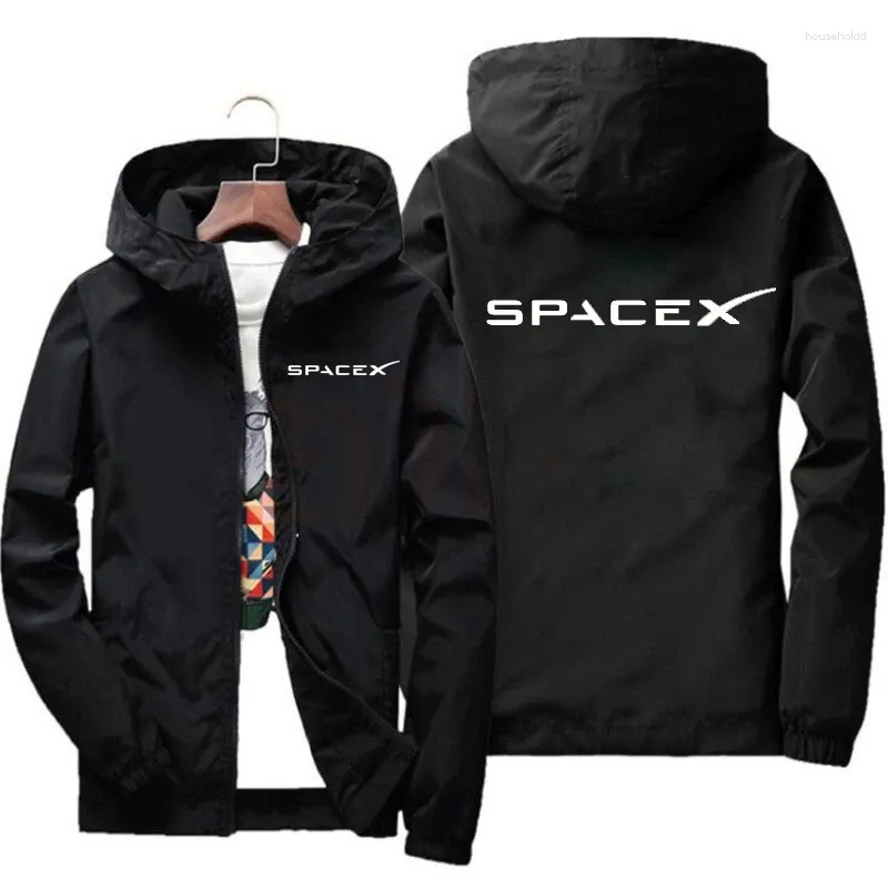 Giacche da uomo 2024 Mens SpaceX Space X Logo Felpe con cappuccio Stampa Casual Primavera e Autunno Tute protettive da gara Sport Cerniera Giacca Cappotti