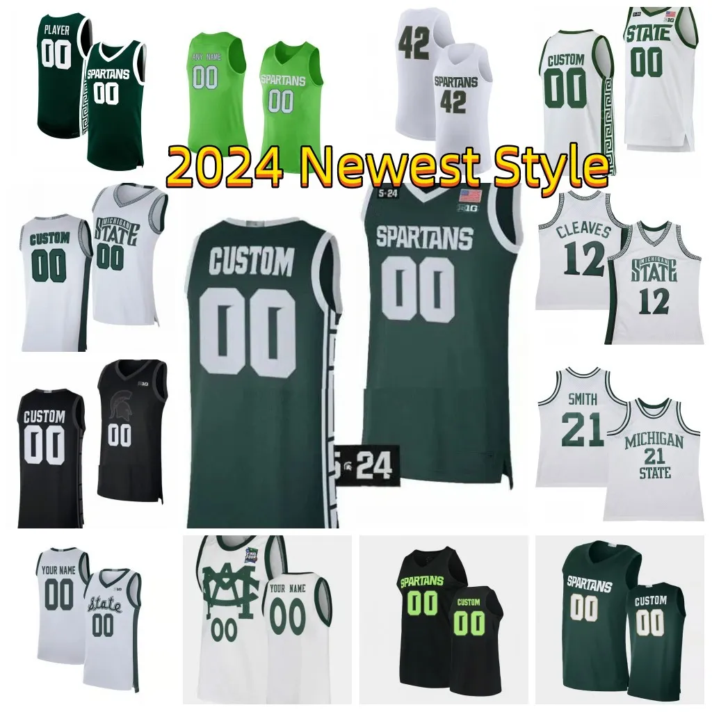 MSU-Basketballtrikot Xavier Booker Coen Carr Jeremy Fears Gehrig Normand Nick Sanders Individuell genähte Herren-MSU-Trikots 2024 im neuesten Stil