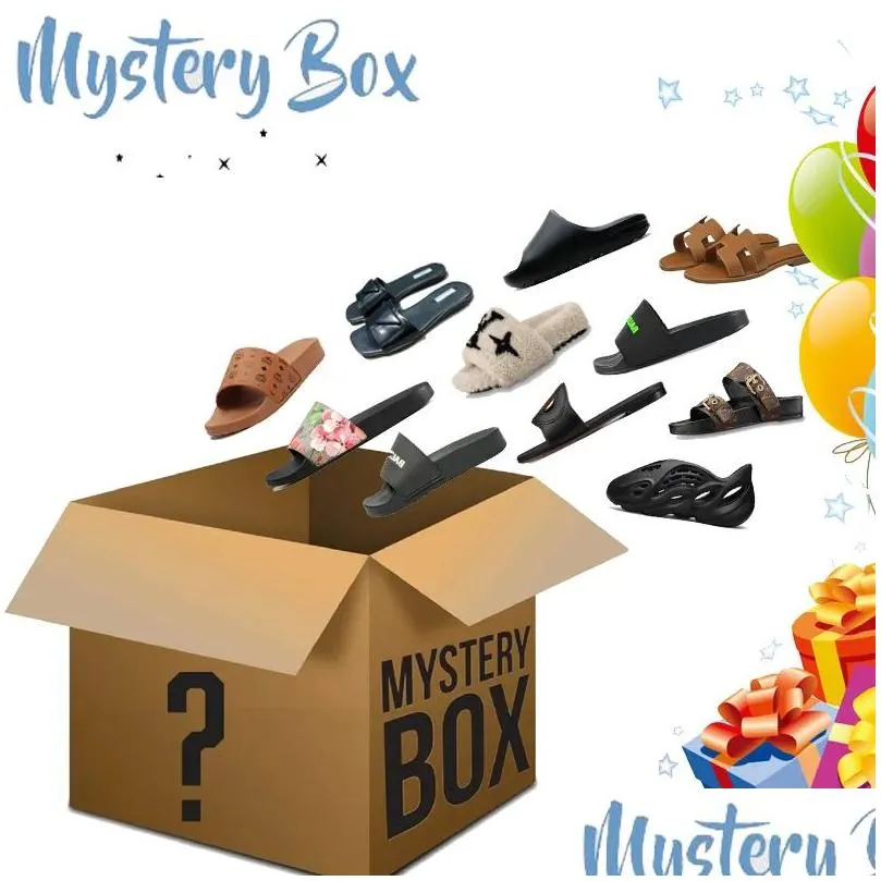 Sandali Mystery Box Donne di lusso Pantofole da donna Scarpe per donna Scivoli Scarpe da esterno Designer Sandali Sport Atletico Fitness Sneake Dhkns