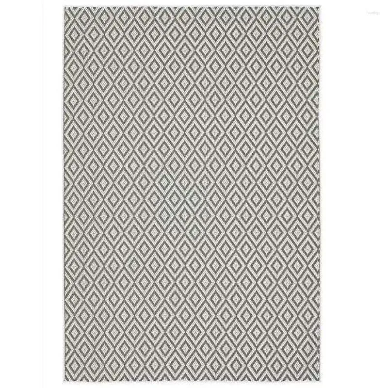 Carpets Tripoli Lydia Tapis moderne en forme de diamant pour intérieur/extérieur, gris/crème, 1,5 x 2,1 m