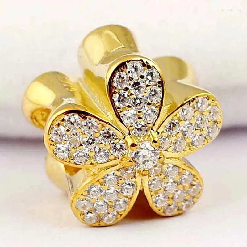 Pietre preziose gemme oro originale brillantezza abbagliante margherita con perle di cristallo si adattano a 925 gioielli fai -da -te bracciale per tallone argento sterling