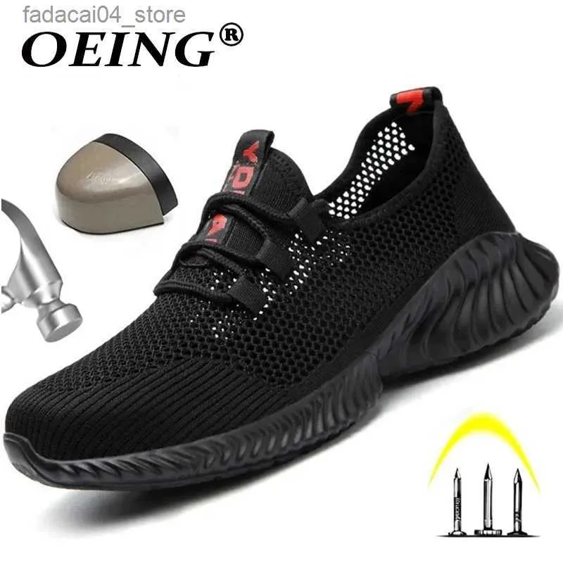 Zapatillas de rodillo botas de trabajo zapatos de seguridad transpirables para hombres livianos de verano anti-shinging sandals protectores de malla de malla solaza Q240201