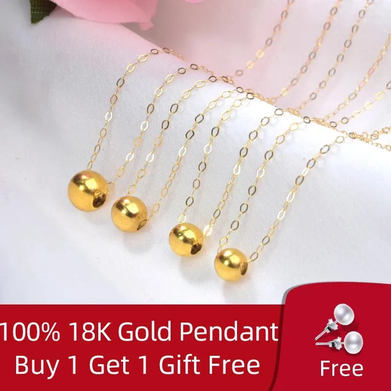 Hängen Nymph Real 18K Gold Pendant Halsband Solid Beads Pure AU750 Chain for Women Fine Jewelry Wedding Present D508