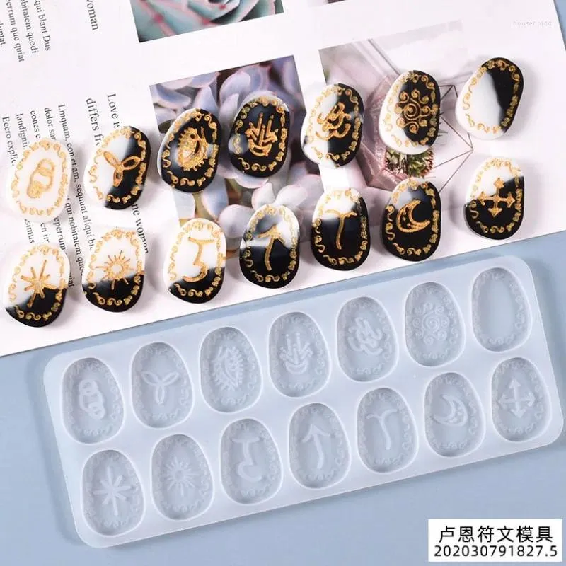 Moules de cuisson en silicone transparent, en résine de fleurs séchées, artisanat décoratif, Rune, texte magique, moules en époxy pour bijoux