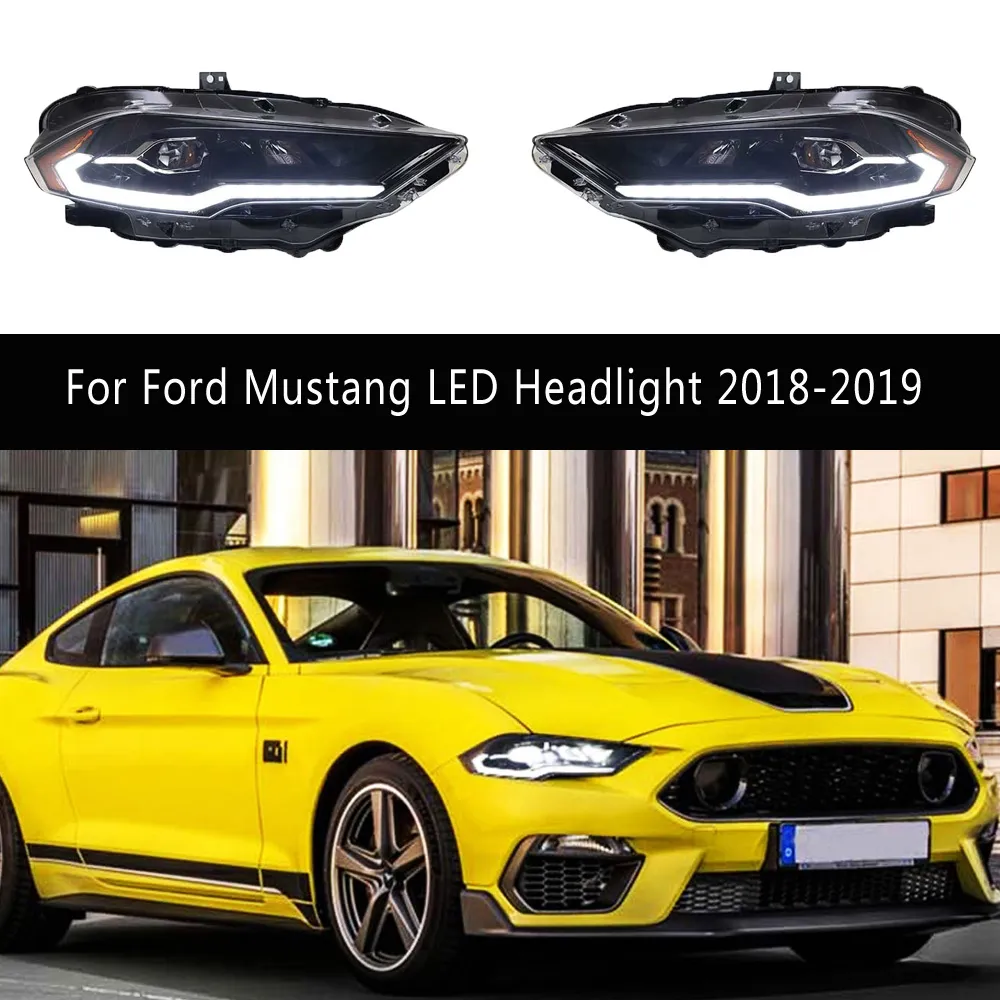 Lampe avant Auto Pièces Daytime Light Light pour Ford Mustang LED Assemblage des phares 18-19 Streamer Turn Signal Indicator Accessories