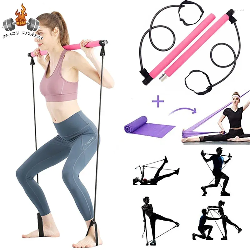 Widerstandsbänder Yoga Crossfit Exerciser Zugseil Tragbares Fitnessstudio Workout Pilates Bar Trainer Elastisch für Fitnessgeräte