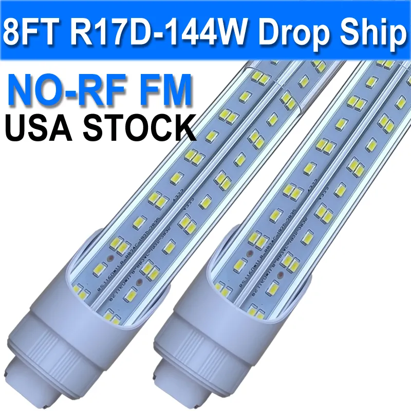 Tube LED T8 144 W de 2,4 m, ampoules fluorescentes R17d HO de remplacement, couvercle laiteux blanc 6 500 K pour plafond Plug and Play Shop Warehouse Atelier Cabinet Usastock