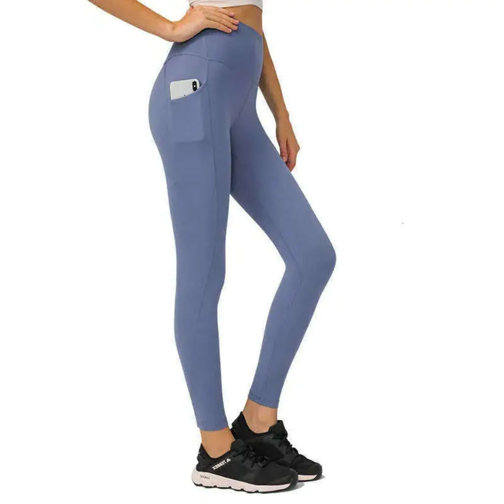 Pantaloni da yoga morbidi e cerosi, adatti alla pelle, tasca laterale, slim, fitness, corsa, sport, palestra, abbigliamento, leggings da donna, lunghezza intera, attillati Trou 19