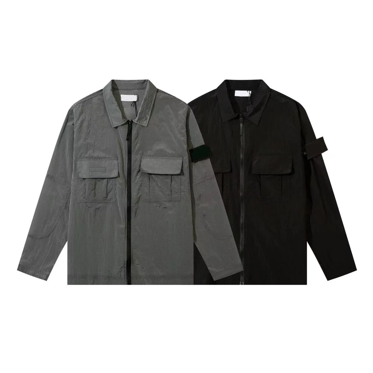 Chemise fonctionnelle en nylon et métal brodée à épaulettes de styliste, veste à double sac, veste de protection solaire réfléchissante pour hommes