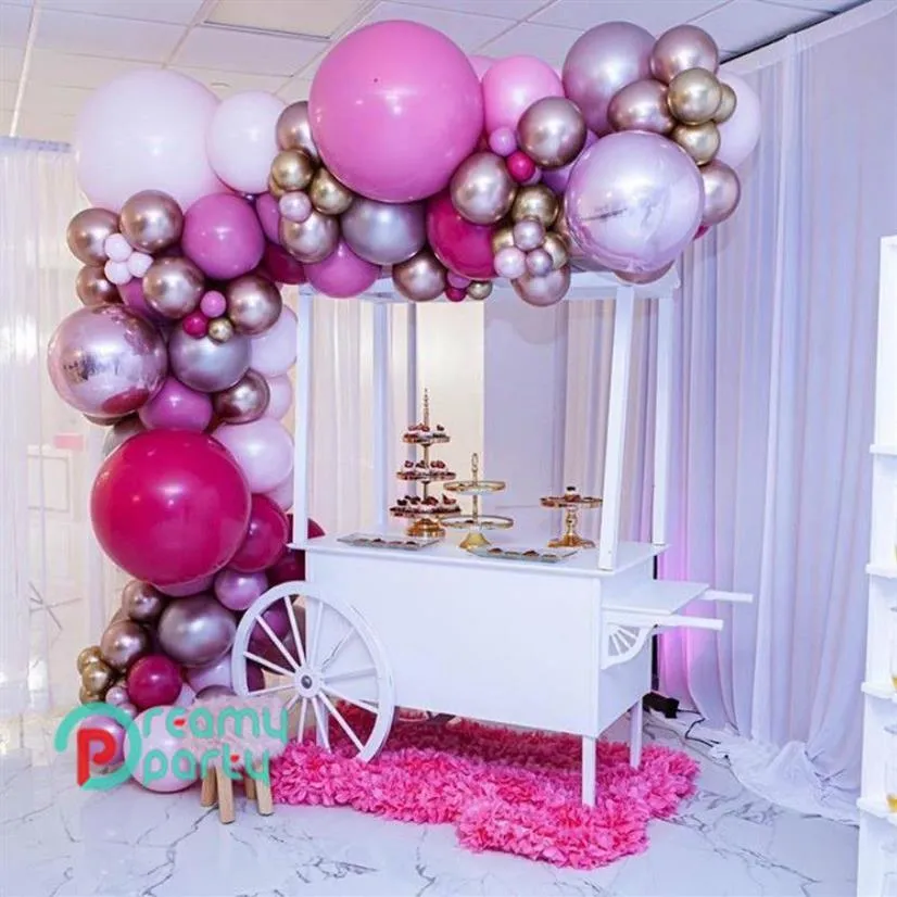 104pcs ronde folie pastel ballonnen Garland Arch Kit roze 4d roze ballon verjaardag bruiloft baby shower gunsten partij decoratie T216K