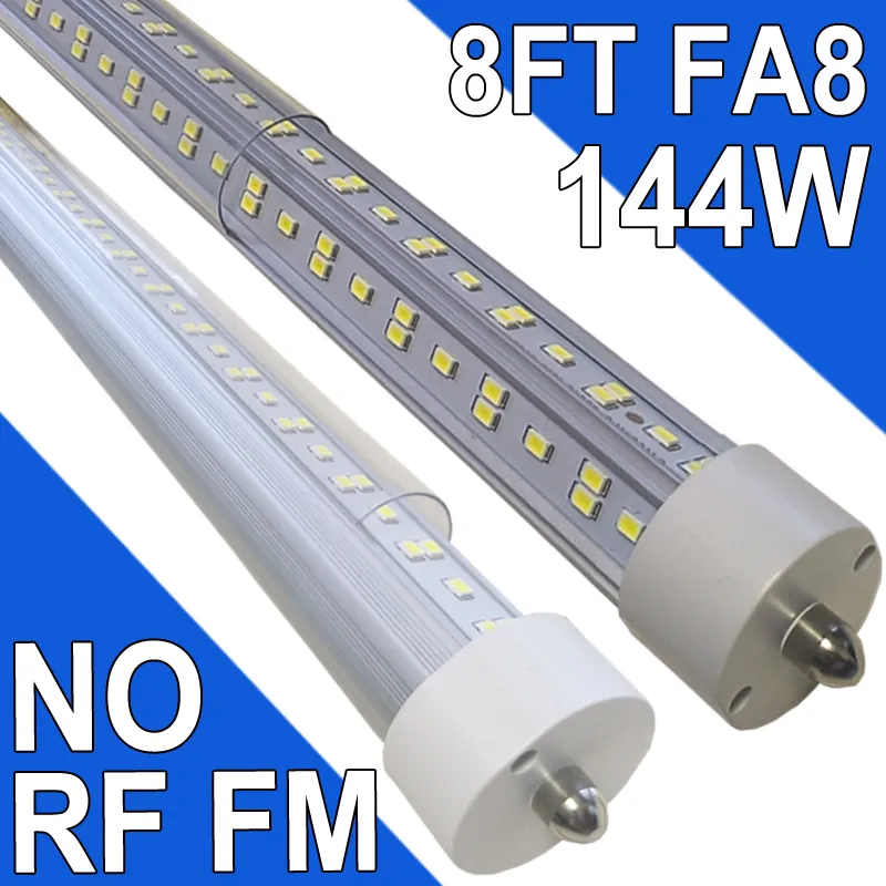 8Ft led-lampen, 144W 18000lm 6500K (25 stuks), 8 voet led-lampen, T8 T12 led-vervangingslichten, FA8 enkele pin heldere afdekking, vervang F96t12 fluorescentielamp usastock