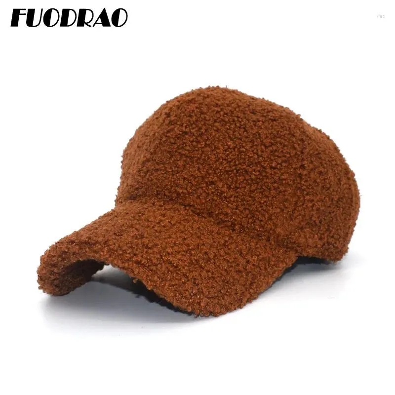 Ball Caps FUODRAO 2024 Autumn Winter Baseball Cap For Women Lamb Wool Warm Hats Girl Snapback Men Outwear Sun Hat B32