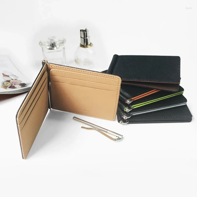 Wallets Men Wallet Short Skin Purses PU Leather Money Clips Solid Thin 2024 Simple