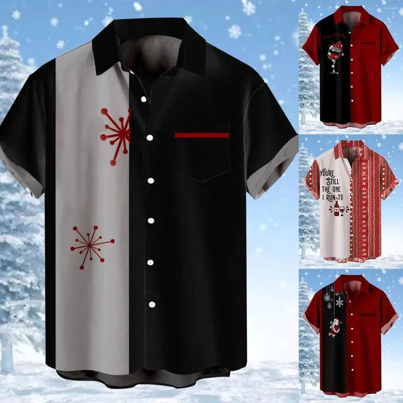 Mäns avslappnade skjortor 2024 Santa skjorta för män 3d jul kort ärm t xmas mäns överdimensionerade tee -kläder unisex toppar