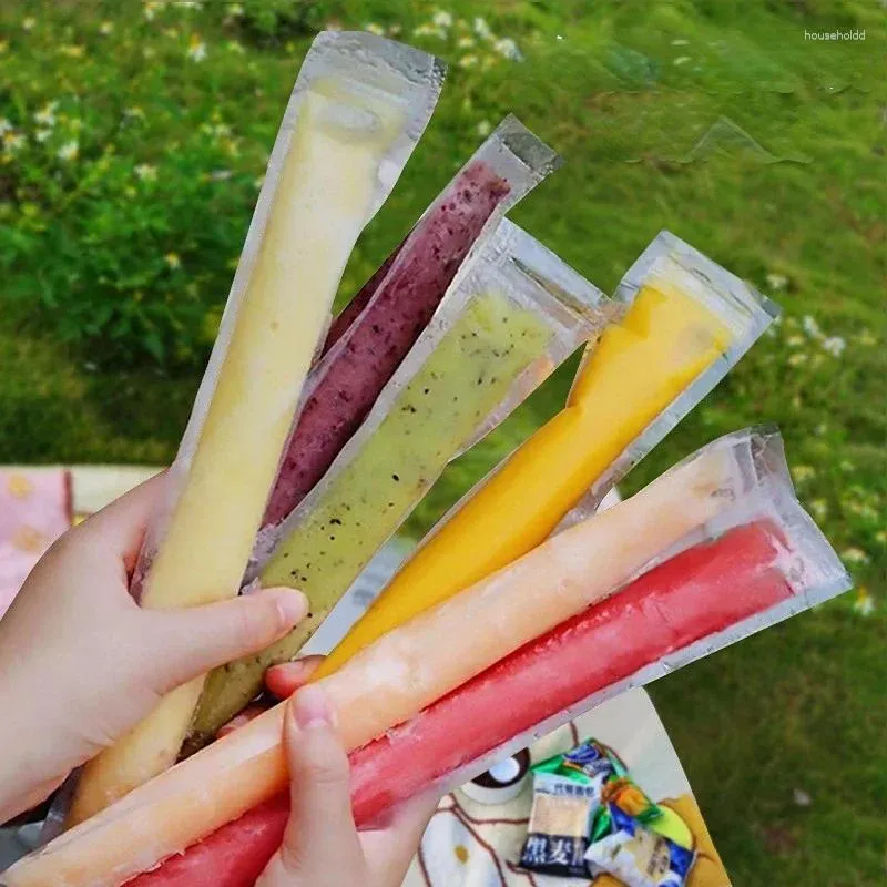 Storage Bags 20PCS Transparent Ice Cream Bag Popsicle Plastic Pouch Cake Bread Chocolate Package Disposable Ice-making