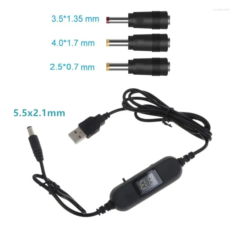 5.5x2.1mm 1.5V 3V 4.5V 6V 9V 12V Güç Kablosu Ayarlanabilir Çıkış Voltajı Yukarı Adım Oyuncak Saati için Dönüştürücü Kablosu