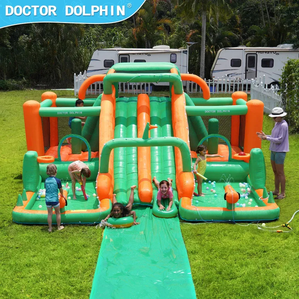 الحفل أعلى جودة في الهواء الطلق الصف الأخضر Kids Carnival Bounce House قابلة للنفخ القفز نطاط القلعة شريحة المياه 240127