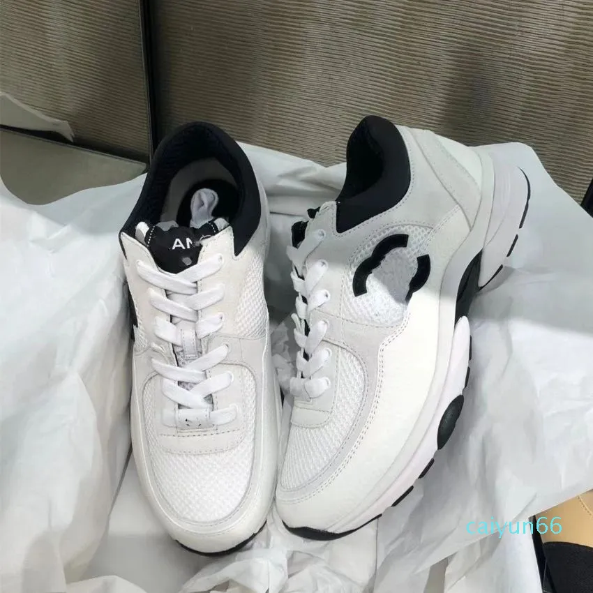 Sapatos de grife femininos tênis respiráveis com absorção de choque branco preto sapatos esportivos