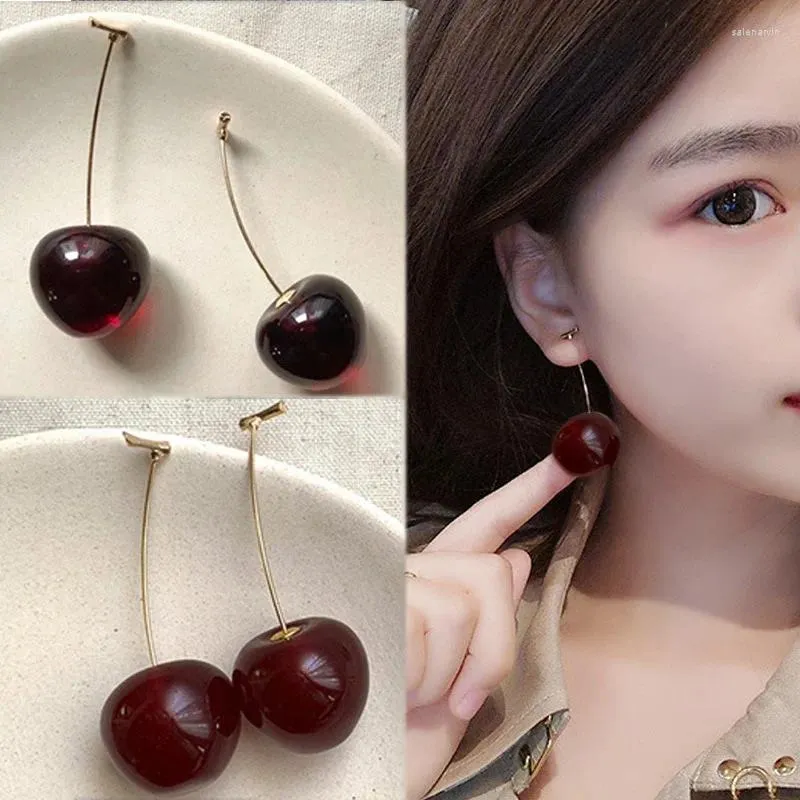 Stud Earrings Temperament Cherry Drop Suitable For Women Personality Stainless Steel Charm Wedding Jewelry Gifts