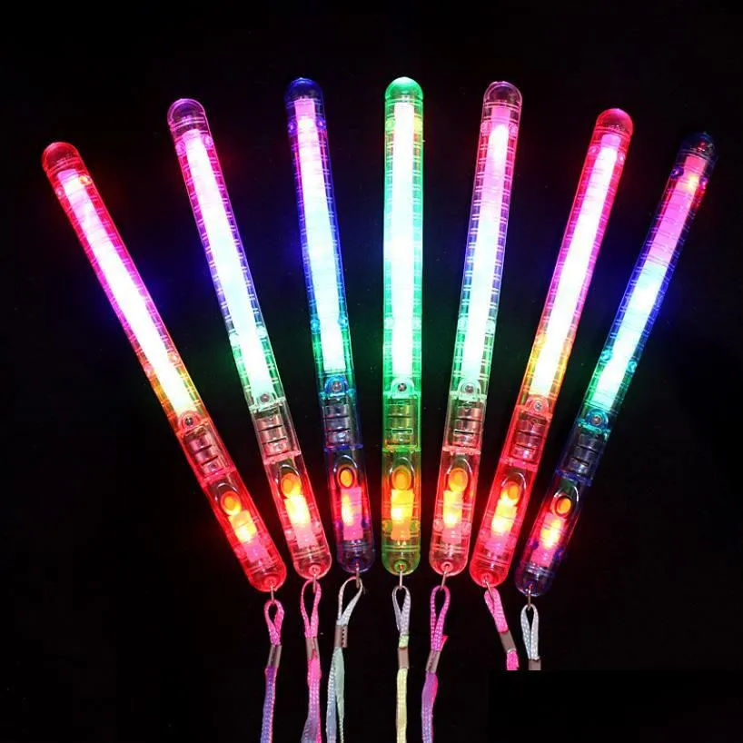 Autres fournitures de fête d'événement 100pcs sept couleurs LED Light Up Baguettes Glow Sticks Clignotant Concerts Rave Party Anniversaire Faveurs Grand Tra Dhxy4