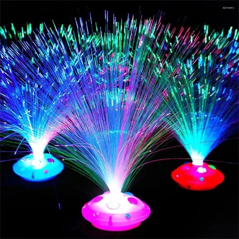 Night Lights Flashing Light Gem Base Fiber Optic Lamp Led Seven Color Glowing All Sky Star Toy Festival Decorative Lamps Random