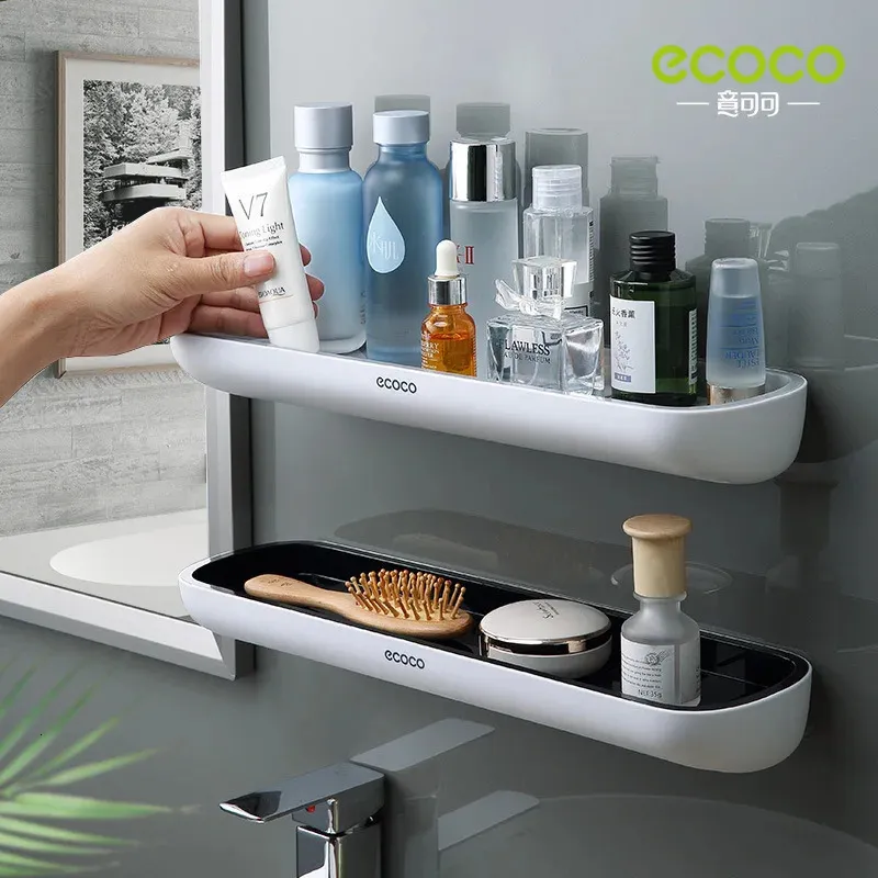 ECOCO étagère de salle de bain support de rangement mural shampooing épices organisateur de douche accessoires de salle de bain avec porte-serviettes 240118
