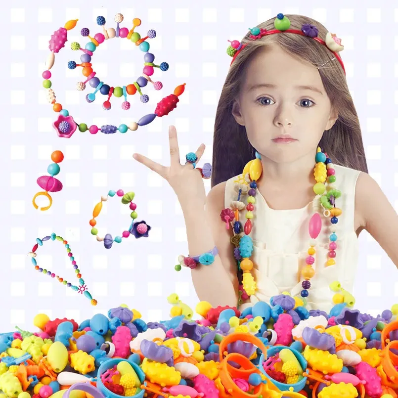 Yaratıcı DIY El Yapımı Pop Boncuklar Oyuncak Aksesuar Set Kız Takı Kolye Bilezik El Sanatları Oyuncaklar Eğitim Çocuk Doğum Günü Hediyeleri 240129