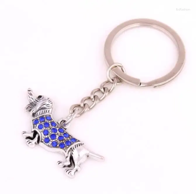 Keychains Dachshund Keychain Bling Dog Lovely Handbag Purse Pendant Car Holder Key Ring Jewelry