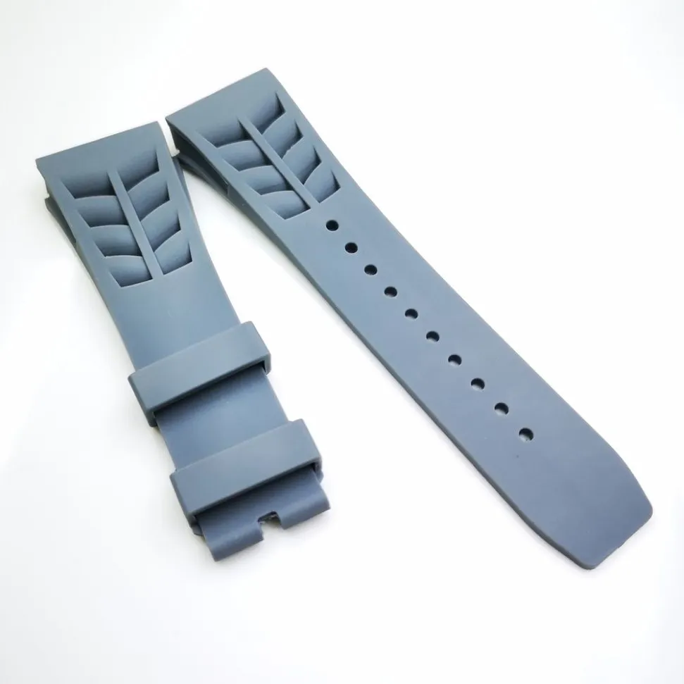 25mm 20mm Gray Watch Band Clasp Gummiband för RM011 RM 50-03 RM50-01278D