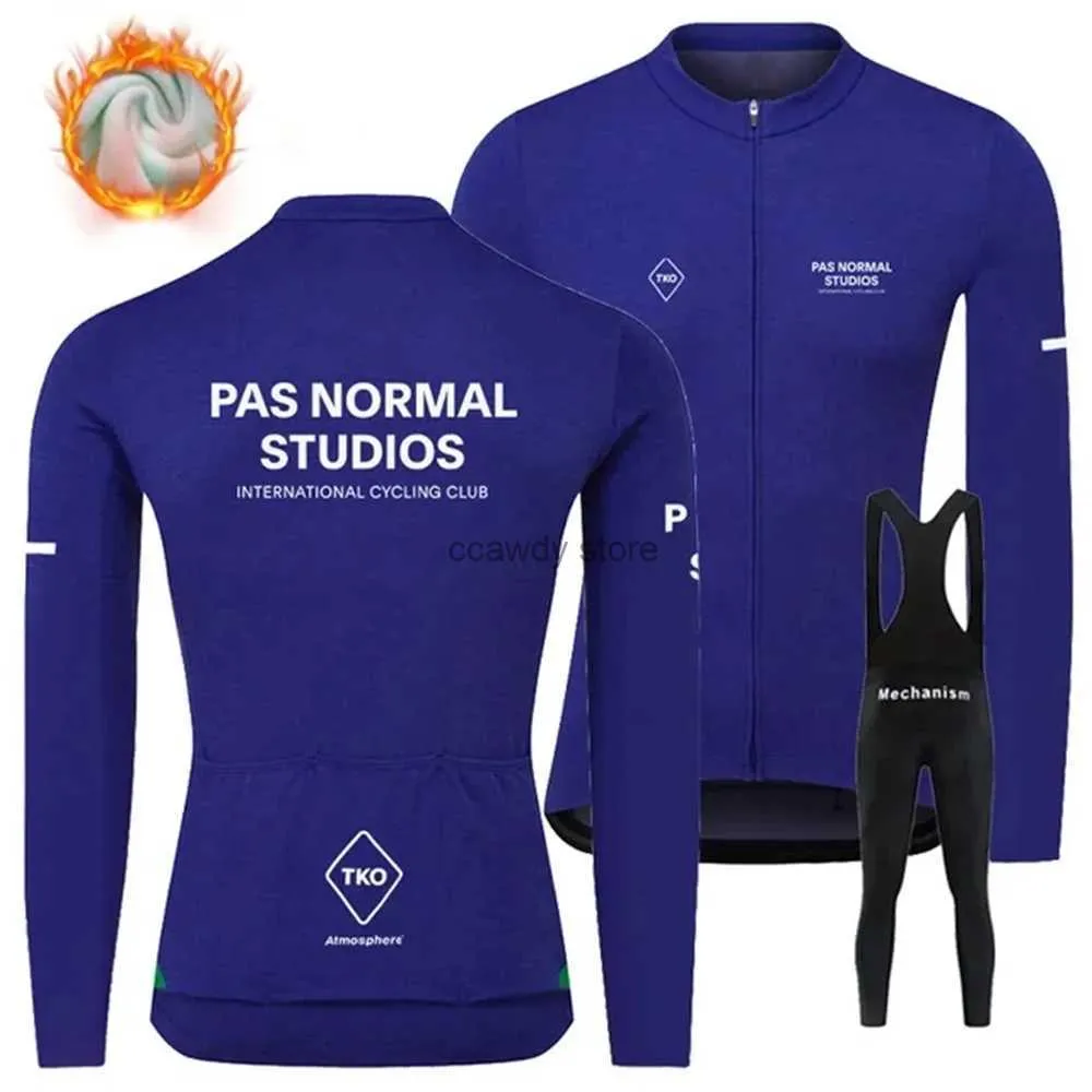 Survêtements pour hommes PNS 2024 Hiver Thermique Fece Cyclisme Jersey Set TopBike Outdoor Mens Bicyc Vêtements Costumes Longue Seve Chemise UniformeH2421