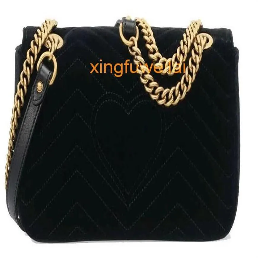 Women Shoulder Bags Fashion Ladies Velvet Handbag Classic Gold Chain Bag Heart Style Woman Tote Messenger Handbags Top Quality245D