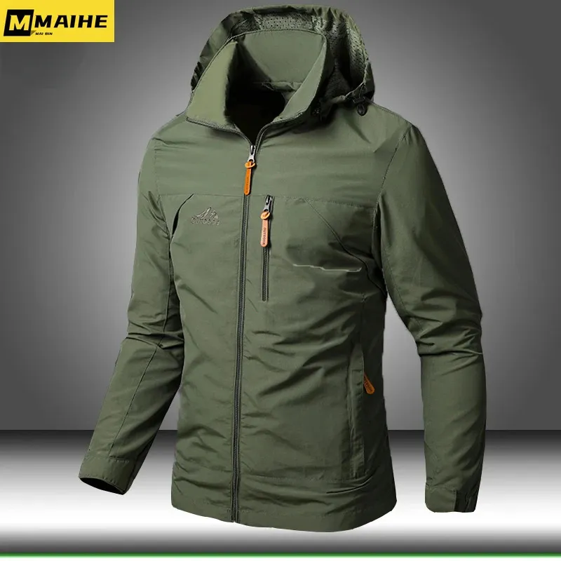 Homens blusão jaquetas à prova dwaterproof água militar com capuz casaco masculino combate outono ao ar livre caminhadas ciclismo bombardeiro outwear 240124