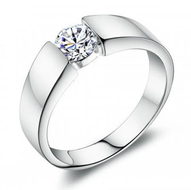 Klassiska män kvinnor smycken aaa diamant modedesign vitt guld fyllda simulerade stenar bröllop förlovningsringar för kärlek storlek 6 7 8 9