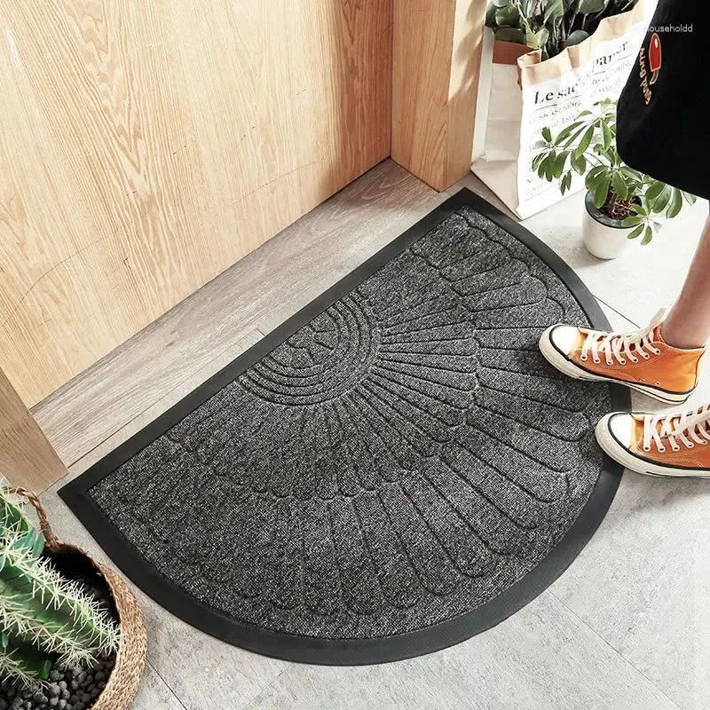 Carpets Semicircle Rubber Bottom Door Mats For Outdoor Indoor Antiwear Ant-Slip Floor Bathroom Carpet Rugs Entrance Doormat Gray