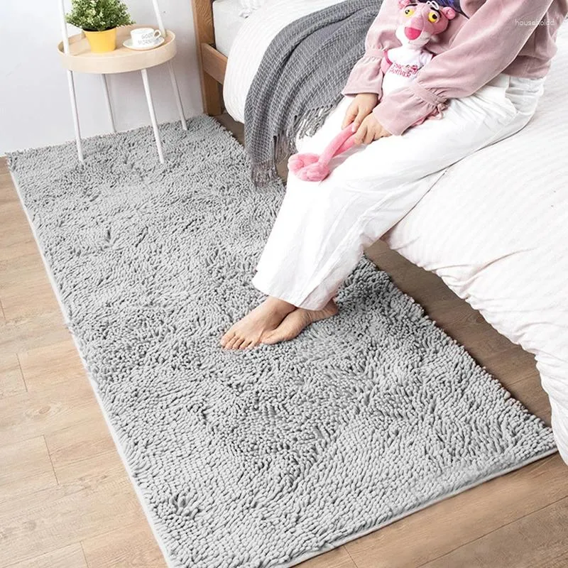 Badmattor Chenille Mat Anti Slip Grey Water Absorbera badrumsmattor för vardagsrum sovrum mattor kök golv tapete de banheiro