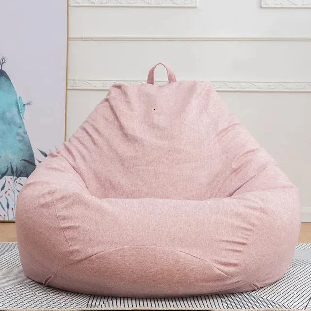 Sofa-Cover Large Small Lazy Bean Bag Sofa Chairs Cover Without Filler Linen Cloth Lounger Seat Bean Bag Pouf Puff Couch 240118