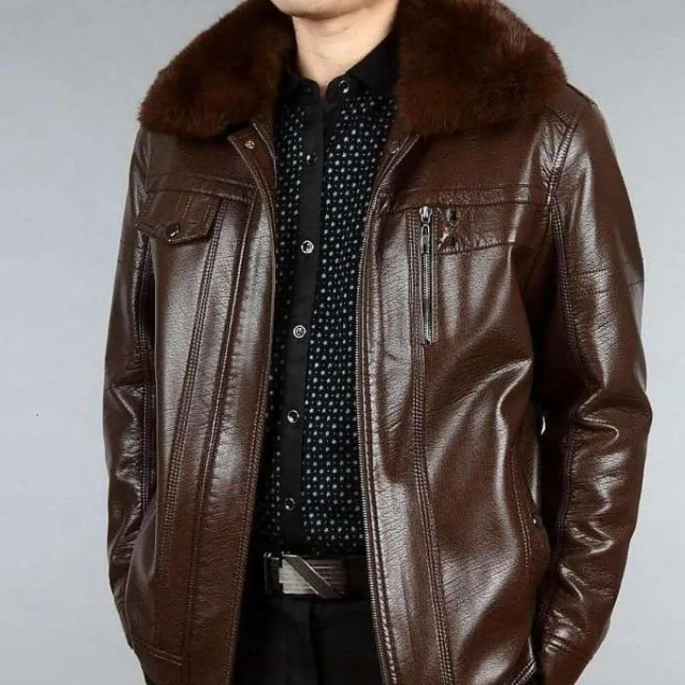 Cotton Jacket Dad Thickened Mens Clothing Middle Designer Aged and Elderly Leather Plush Winter 8J41