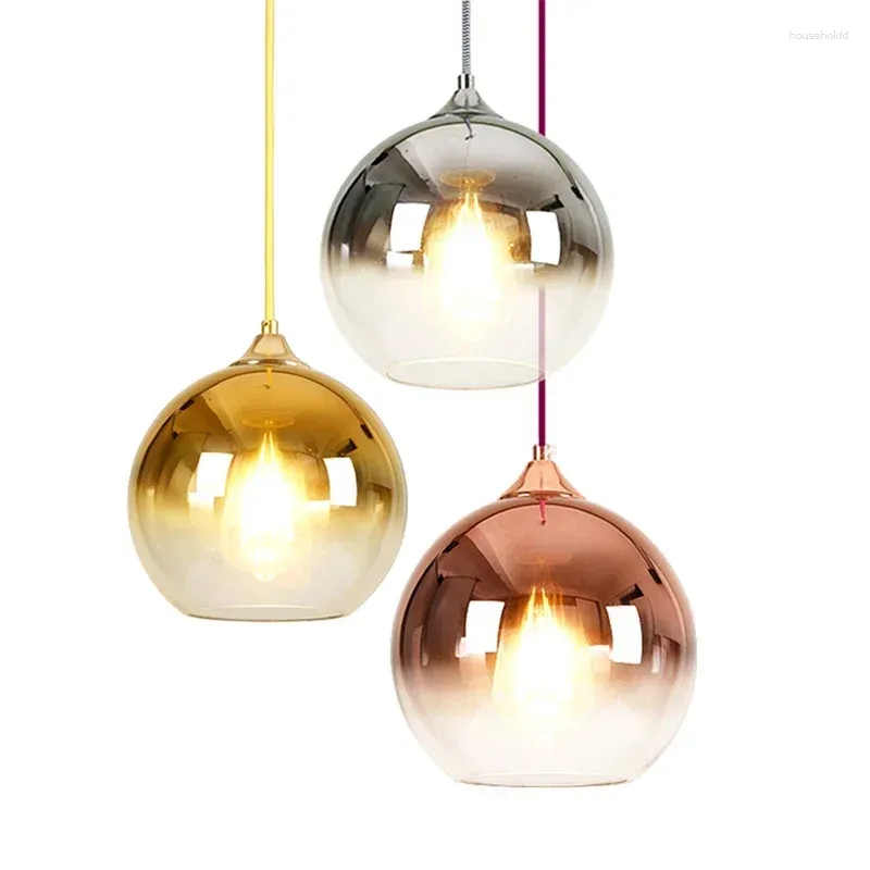 Pendant Lamps Glass Ceiling Chandelier LED E27 Light For Dining Room Kitchen Bedroom Bedside Lamp Restaurant Decorative