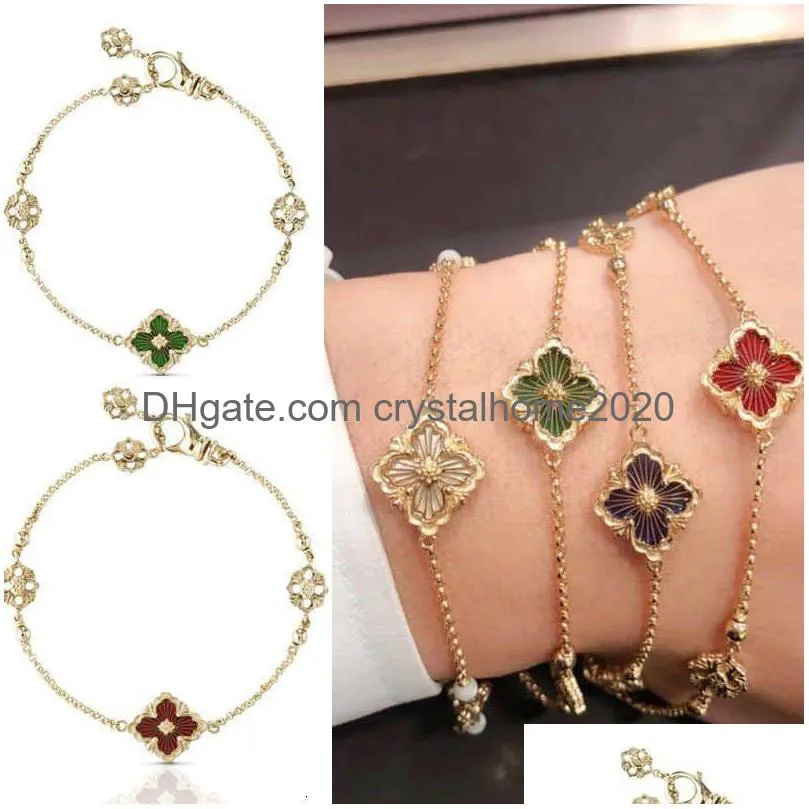 Pendentif Colliers Designer Buati Top Four Leaf Grass Italien Diamant Brossé Collier Bracelet Collier Chaîne Peut être Double Face Mode Dhrwg